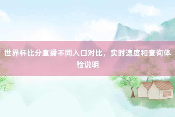 世界杯比分直播不同入口对比，实时速度和查询体验说明